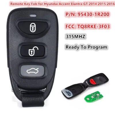 for Hyundai Accent Elantra GT 2014 2015 2016 Remote Key Fob 315MHz TQ8RKE-3F03 - Image 1 of 4