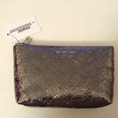 Bolso clutch Love Moschino con logotipo en relieve BNWTs, color platino Foto 1 de 4