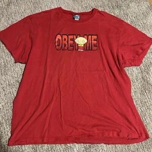 Vintage 2011 Family Guy "Obey Me" T Shirt Stewie Griffin Red T Shirt Size XXL - Picture 1 of 8