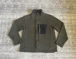 LL Bean Mens L Pullover Jacket Olive Green Full Zip Stand Up Collar EUC J8 - Picture 1 of 8