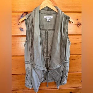 Kenneth Cole Reaction Jacket Small Green Vest Lyocell Drawstring Sleeveless - Picture 1 of 6