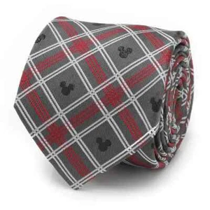 Disney Mickey Mouse Holiday Gray Plaid Silk Men's Tie - Bild 1 von 5