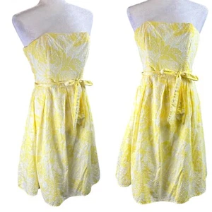 Lilly Pulitzer Sleeveless Tube Corset Lined Belted Yellow Beach Dress Sz 0 Prom - Picture 1 of 7