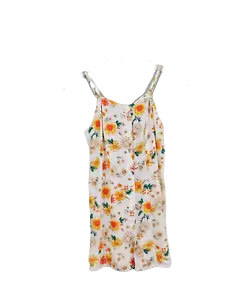 Love Fire Girl Romper Shorts, Size S, White, Floral, New - Picture 1 of 2