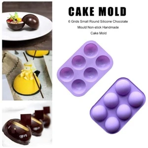 6Grids Half Sphere Chocolate Mould 3D Round Silicone Molds for DIY Baking 2pcs - Picture 1 of 12