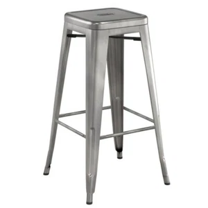 30'' High Backless Clear Coat Metal Restaurant Barstool For Indoor / Outdoor Use - Picture 1 of 6