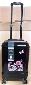 Hard Shell Cabin Suitcase 4 Wheel Luggage Trolley Case Lightweight Black Flowers - Picture 1 of 24