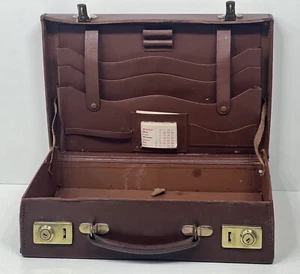 Spectacular vintage brown leather small writing letter attache briefcase - Picture 1 of 17