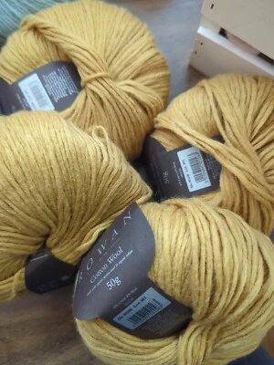 Rowan Cotton Wool Set Of 3 Col 208 Gold DK 60/40 Cotton/Wool 142 Yds Each - Image 1 of 2