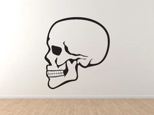 Human Skull  - Halloween Scary Face Bone Skeleton Boo - Vinyl Wall Decal Art - Picture 1 of 1