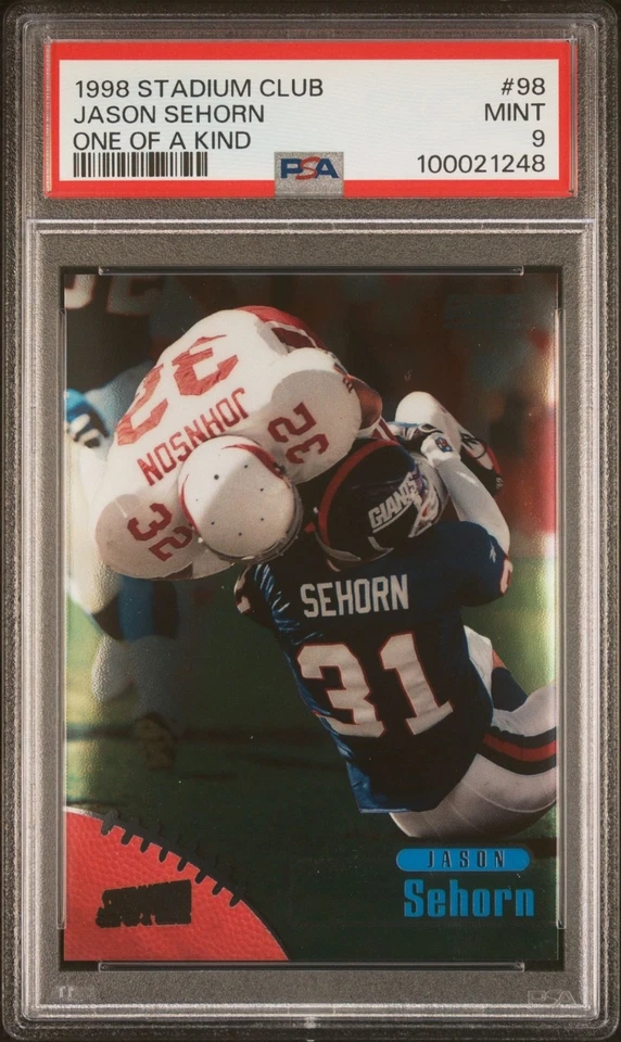 1998 Stadium Club Jason Sehorn One of a Kind /150 #98 PSA 9 Mint - Image 1 of 2