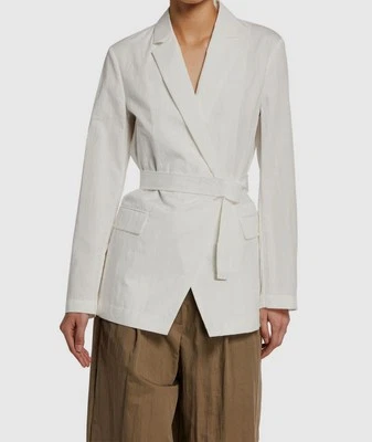 Brunello Cucinelli Mujer Blanco Crujiente Algodón Gabardina Cinturón Chaqueta Abrigo Talla XL Foto 1 de 4