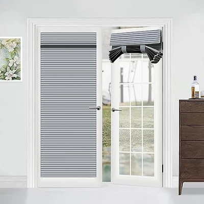 Cortinas Puerta Francesa Privacidad Puerta Persiana, Frontal 25"W x 70"L (Pack de 1) Gris Foto 1 de 4