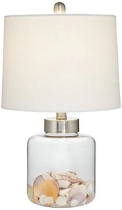 Nautical Coastal Accent Table Lamp Fillable 20.5" High Clear Glass Sea Shells... - Picture 1 of 5