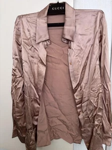 Gucci Beige Silk Long Sleeve Shirt - Picture 1 of 3