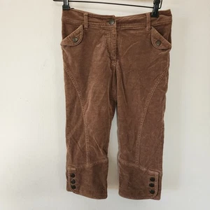 Pantalones Capri Y2K Sino Corderoy Marrón Hecho en EE. UU. 6 tiro bajo - Imagen 1 de 6