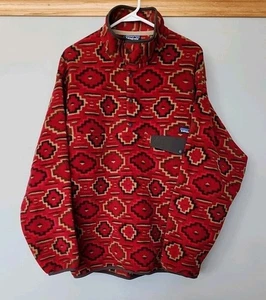 Patagonia Synchilla Snap-T Fleecepullover Herren Large rot Aztekenmuster geometrisches Muster - Bild 1 von 6