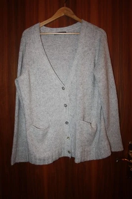 Strickjacke PERUVIAN CONNECTION L hellgrau Pima-Baumwolle Baby-Alpaka TOP! - Bild 1 von 4