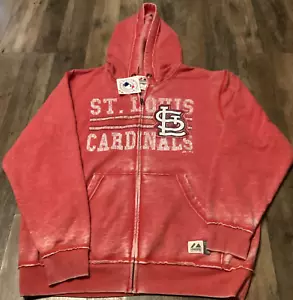 New Majestic St.Louis Cardinals Full Zip Up Jacket Hoodie Sweatshirt Mens Sz LG - Picture 1 of 8