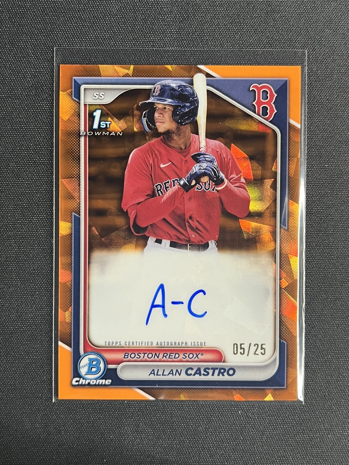 Bowman Sapphire 2024 Allan Castro 1st Orange /25 Auto BSPA-ACA Red Sox