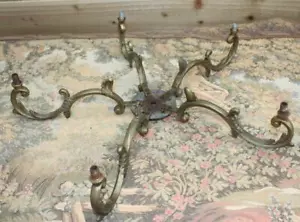 VINTAGE CHANDELIER PART , BRASS 5 ARM WITH CENTRAL PLATE (DC19A) - Picture 1 of 9