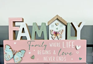 Wooden Family Signs for Home Decor Wall Rustic Decorative Living Room - Picture 1 of 1