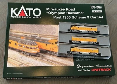 KATO 106089 1060432 1762303 N 9 CAR SET & 3 LOCOS MRR Olympian Hiawatha  POST 55 - Image 1 of 4