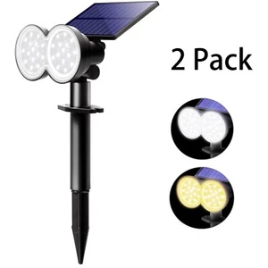 Kasonic Solar Spot Lights 2 Pack, Daylight & Warm White LED Landscape Spotlights - Picture 1 of 7