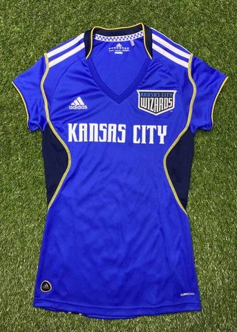 Adidas Kansas City Wizards Soccer Jersey Vintage MLS Size S Blue Womens KC Cover