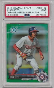 JUAN SOTO - 2017 BOWMAN DRAFT CHROME - GREEN REFRACTOR -  PSA MINT 9