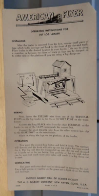 ORIGINAL AMERICAN FLYER #M3438 INSTRUCTIONS FOR #787 LOG LOADER - Image 1 of 2