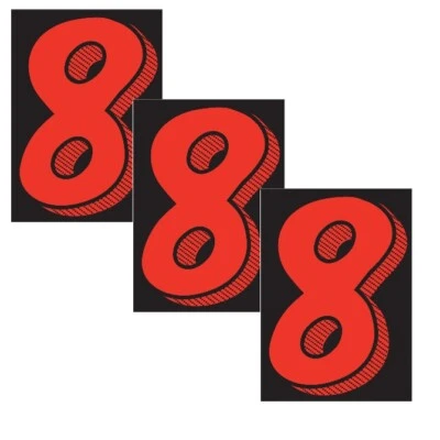 CAR DEALER WINDSHIELD STICKERS LARGE VINYL NUMBER DECALS 3 PACKS RED BLACK Foto 1 de 2