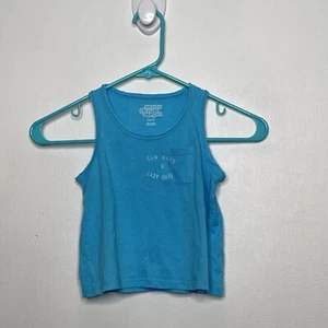 More Than Magic Tank Top Girls Size XS 4-5 Blue Sleeveless Pocket Distressed  - Picture 1 of 4