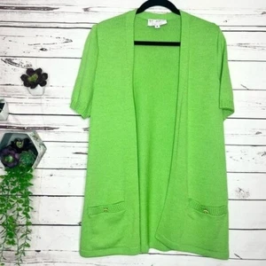 St. John Collection Lime Green Santana Knit Open Front Cardigan Size Medium - Picture 1 of 9