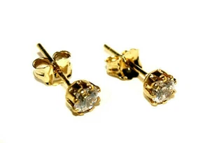 Tachuelas de circonio cúbico blanco de oro amarillo de 9 quilates, REGALO - EN CAJA - Imagen 1 de 1