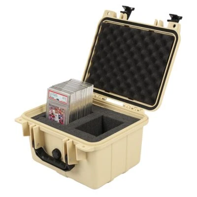 Beige Waterproof Graded Card Storage Box Deep Travel Case Slab Holder Protector - Image 1 of 4