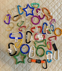 Lot of 34 Spring Belt Clip Carabiner Key Chains Various Sizes - Picture 1 of 7