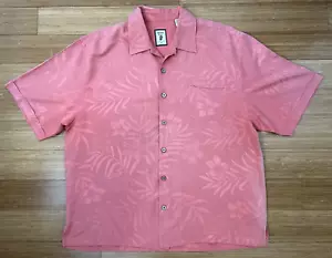Jamaica Jaxx Authentic Island Style Button Up Coral Tropical Hawaiian Silk Shirt - Picture 1 of 6