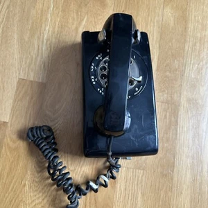 Black Bell System Western Electric Rotary Wall Mount Phone Model 554 - Picture 1 of 16