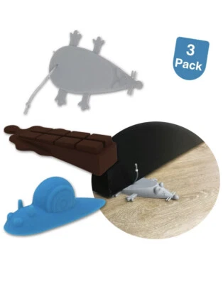 Paquete de 3 tapones de puerta de goma de silicona - caracol, ratón y chocolate - novedad divertida  Foto 1 de 3