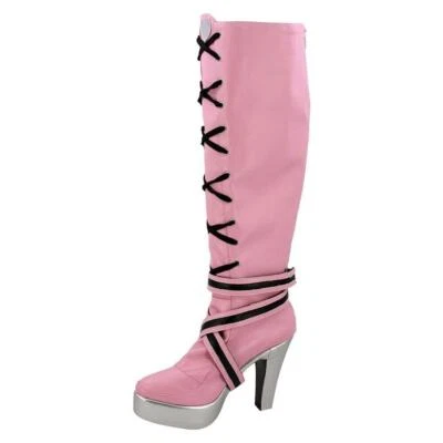 Moda Feminina Cosplay Plataforma com Cadarço Biqueira Redonda Zíper Traseiro Botas Altas Tamanho Grande - Imagem 1 de 4