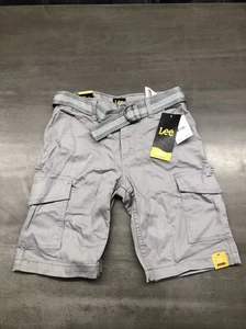 Lee Shorts Youth Size 12 Relaxed Fit Gray With Belt NWT - Picture 1 of 9