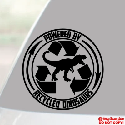 POWERED BY RECICLAD DINOSAURIOS Calcomanía de vinilo Adhesiva Coche Camión Ventana Pared Parachoques Foto 1 de 2