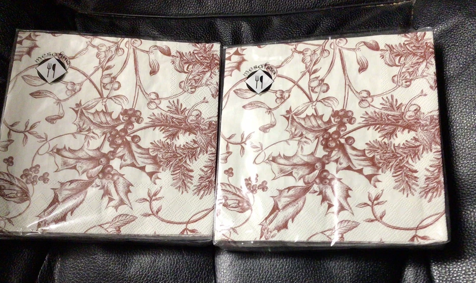 Servilletas de almuerzo de papel Mesa Fina 40 nuevas-Red Toile Holly & Berries Foto 1 de 1