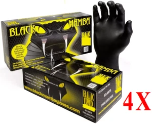 4 x Black Mamba Super Strong Mechanics Workshop Nitrile LARGE Gloves Box of 100 - Picture 1 of 2