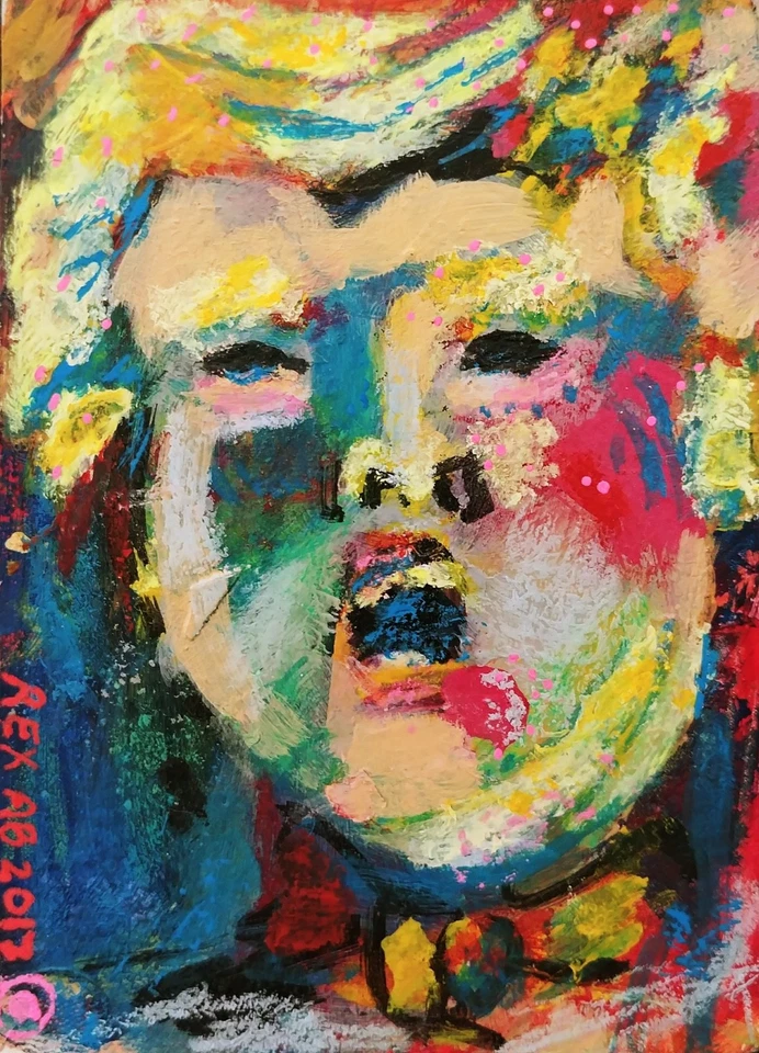 ACEO 'TRUM-PLANK! '   Por REX A.B. Pequeña pintura de nuestro presidente 2017 Foto 1 de 1