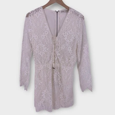 Женский кружевной комбинезон Alice + Olivia Clarkson с длинным рукавом размер 10 короткий белый - Изображение 1 из 4