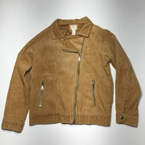 Forever 21 Jacket Girls Youth Size 11/12 Tan Wide Wale Corduroy Full Zip Cotton - Picture 1 of 12