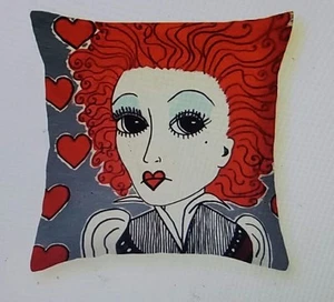 Dekokissen schöne Herzkönigin NEU UNIKAT 14x14 Designer Kunst Deko - Bild 1 von 1