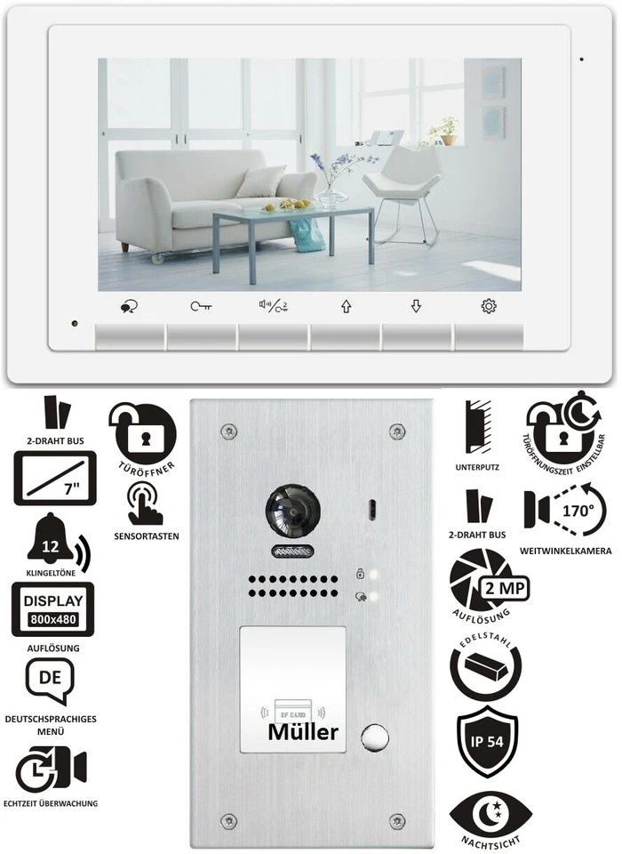 Video Türsprechanlage 1 Familienhaus Video Sprechanlage Türklingel - Bild 1 von 4